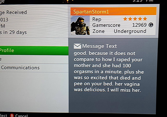 xbox message insults